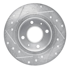Nissan TSURU Brake Rotor (1) - Front Right - R1 Concepts - Drilled & Slotted - Silver - `86-`06